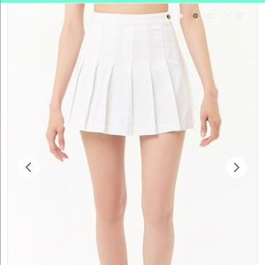 Forever 21 White Denim Pleated Tennis Skirt Med